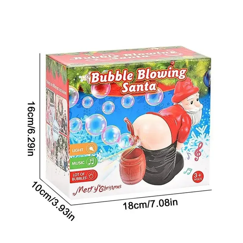 Funny Bubble Machine Santa Bubble Toy Electric Santa Butt Blowing Bubbles with Music and Lights Christmas Gift for Kids 6