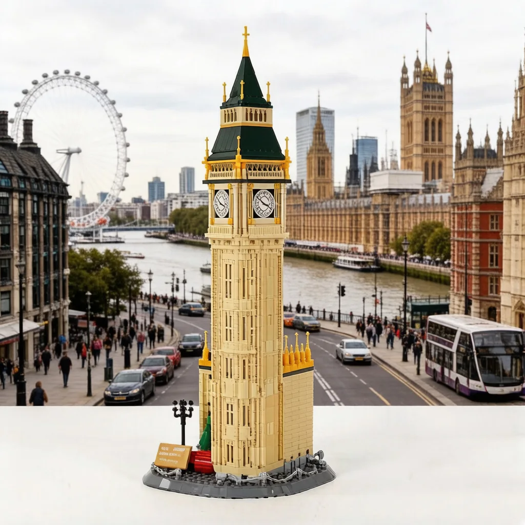 Weltberühmte historische Architektur England London Elizabeth Clock Tower Baustein BIG BEN Modell Bausteine Lernspielzeug