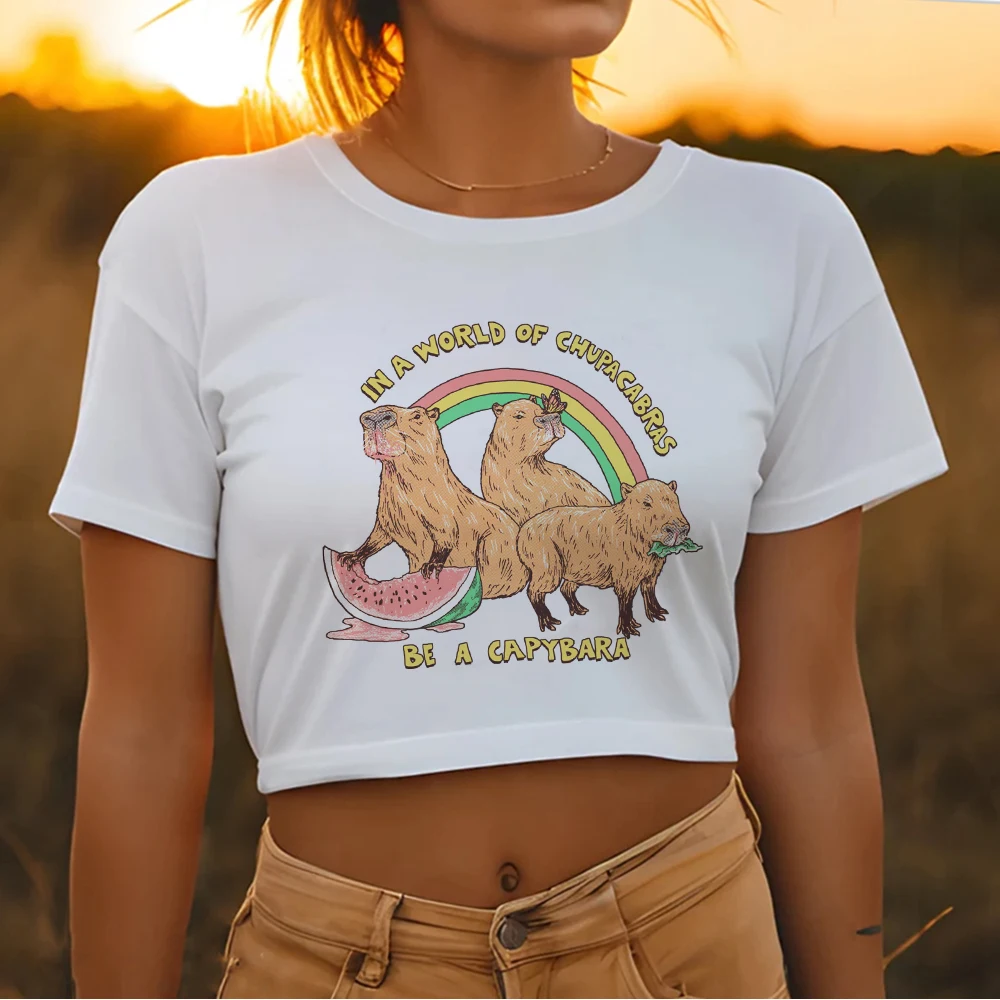 

Женский Готический укороченный топ, капибара, хиппи