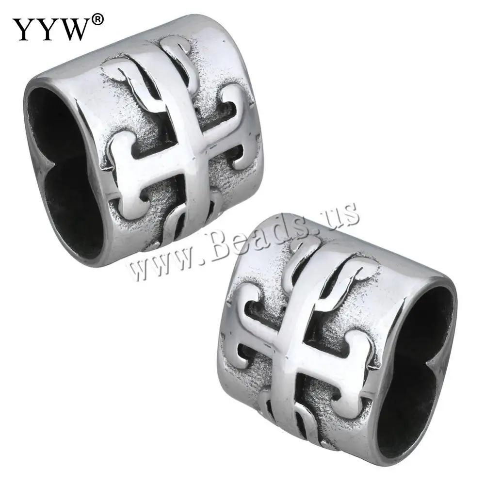 10pcs Stainless Steel Vintage Cross 10x3mm Large Hole Charms Beads For DIY Leather  Necklace Bracelet Jewelry Making Accessories