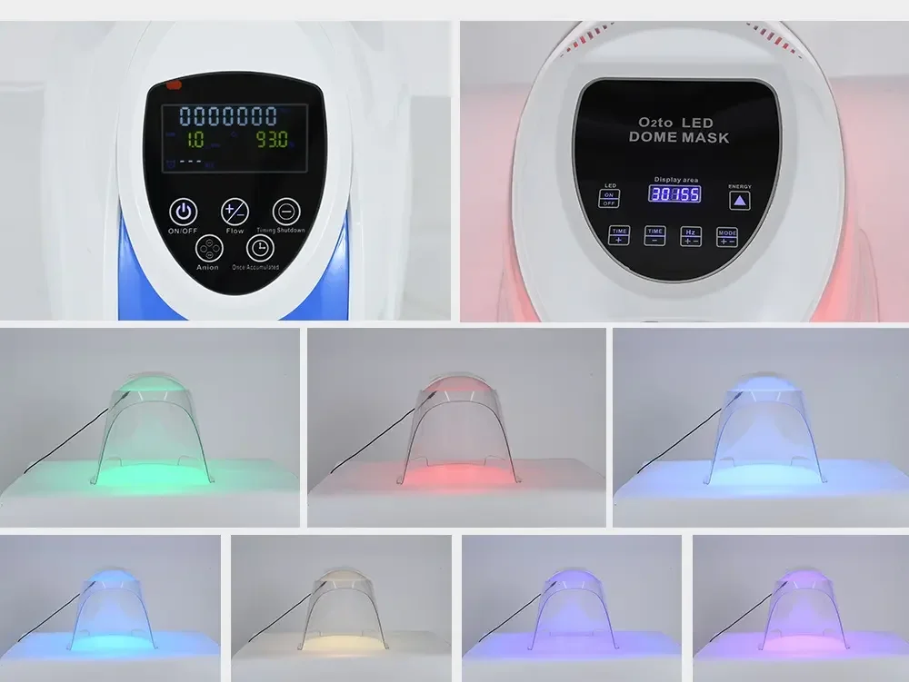 Oxygen Facial O2 to Derm Oxygen Facial Mask Dome Therapy O2toderm Machine With LED light Therapy