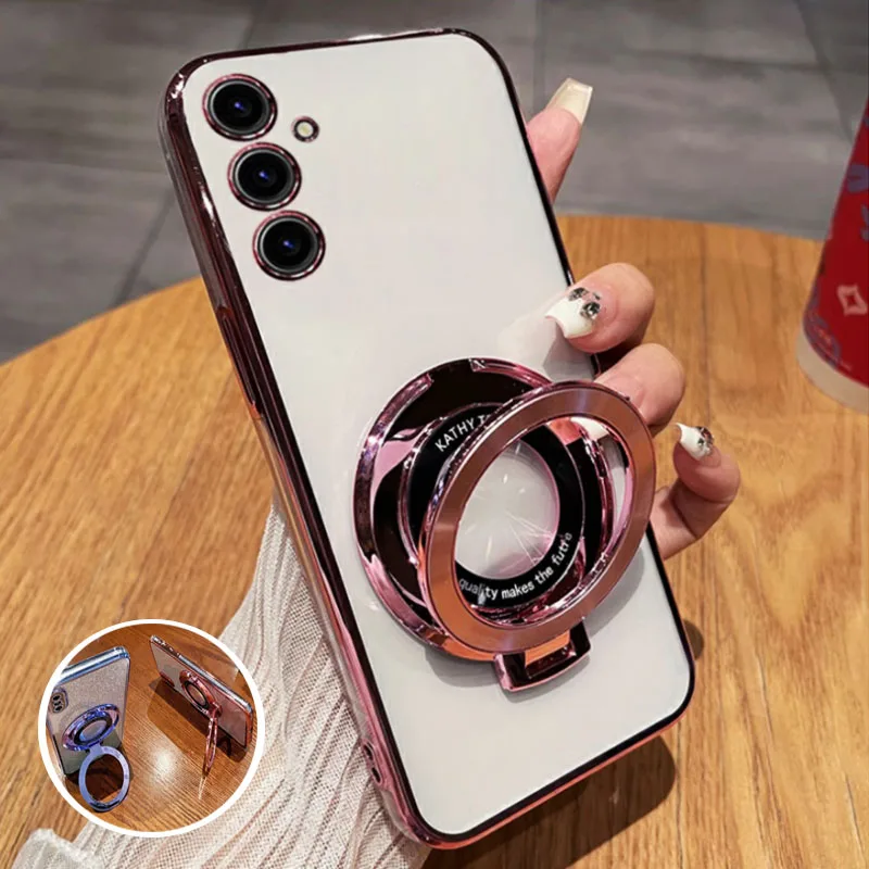 Glitter Magnetic Ring Stand Plating Phone Case