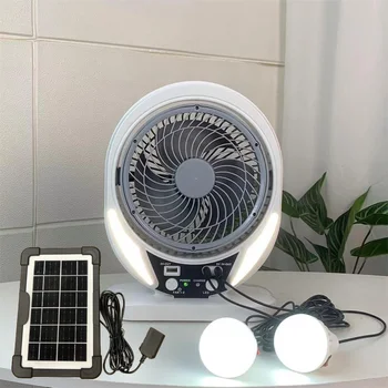 태양 에너지 전기 선풍기 AC DC 충전식 테이블 선풍기, LED USB 포트, 가정 사무실 냉각 공기 선풍기, 가정용 책상, 야외, 8 인치