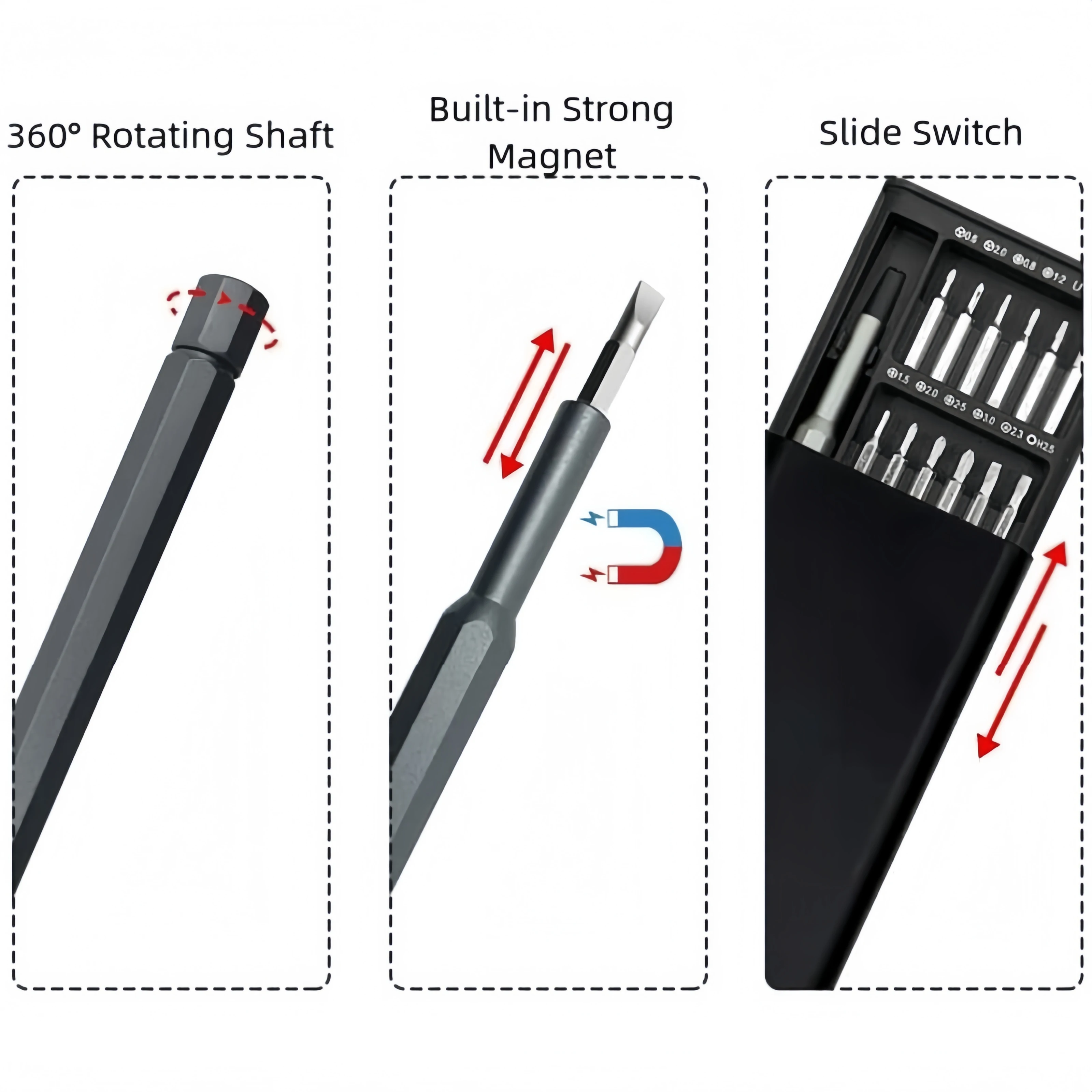 24 in 1 정밀 미니 스크루드라이버 세트 자석식 다기능 휴대용 수리 도구 키트 (휴대폰, 노트북, 시계, 게임, 드론용)