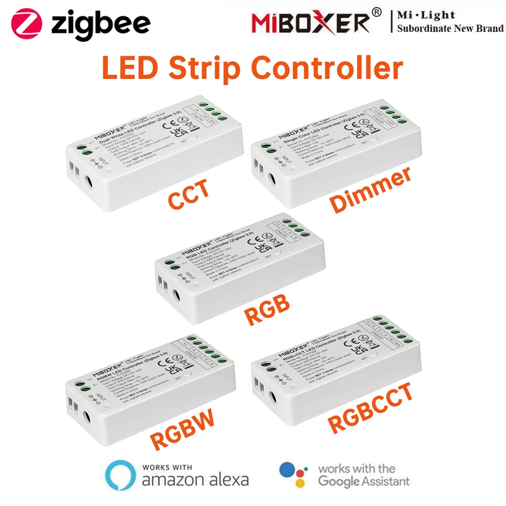 

Светодиодная лента Mi светильник MiBoxer ZigBee, регулятор яркости RGBCCT RGBW RGB WWCW, светорегулятор яркости для умного дома, работает с приложением Tuya Alexa и голосовым управлением