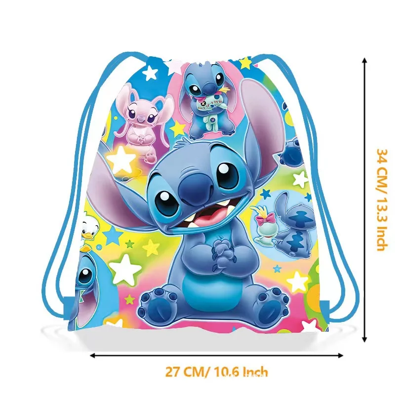 5/30 piezas Disney Pink Lilo Stitch Theme Bolsa de cordón no tejida con tema Lilo & Stitch Bolsa de regalo para fiesta de cumpleaños para niño y niña Suministros para baby shower