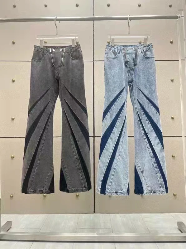 

2023 New fashion good quality beach vacation wind contrasting color wash water jeans