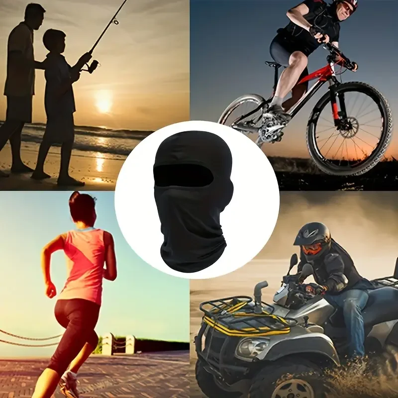 Ice Silk Sunscreen Full Face Mask Outdoor Fishing Motorcycle Windproof UV Protective Mask Black Balaclava Mask