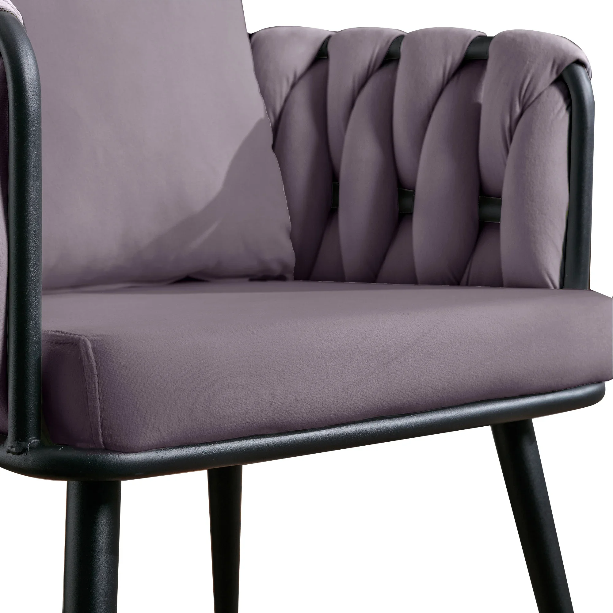 Pure purple modern velvet dining chair 2 piece set of hand-woven upholstered chairs living room chairs upholstered side chairs