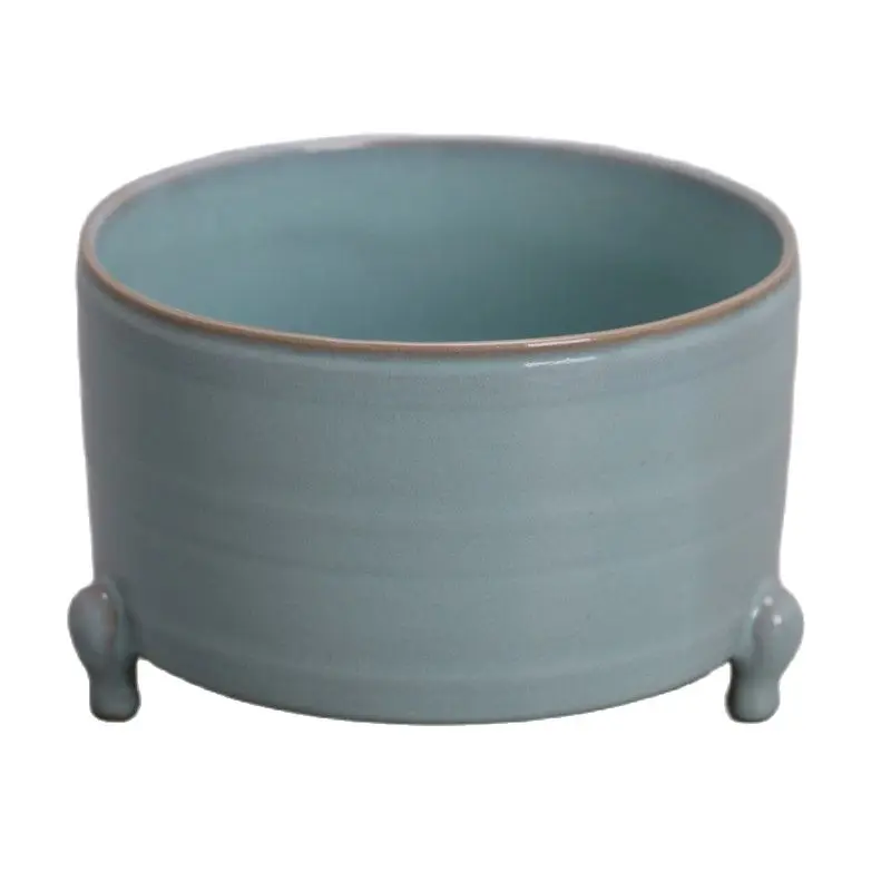 Early Porcelain Song Ru Kiln Blue Glazed Three String Large Bruciatore Di Incenso Family Collection