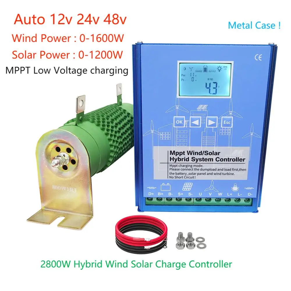 

12V 24V 48V 1200W 1400W 2000W 2200W 2800W Hybrid Wind Solar Charge Controller MPPT Wind Generator Solar System For All Battery