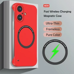 Luxury Ultra Slim Magnetic Frameless Solid Color Shockproof Phone Case - iPhone 15 Plus (Red)