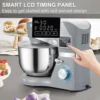 VEVOR Stand Mixer 660W Electric Dough Mixer with 6 Speeds LCD Screen Timing 5.8 Qt Stainless Steel Bowl Dough Hook Flat Beater 2
