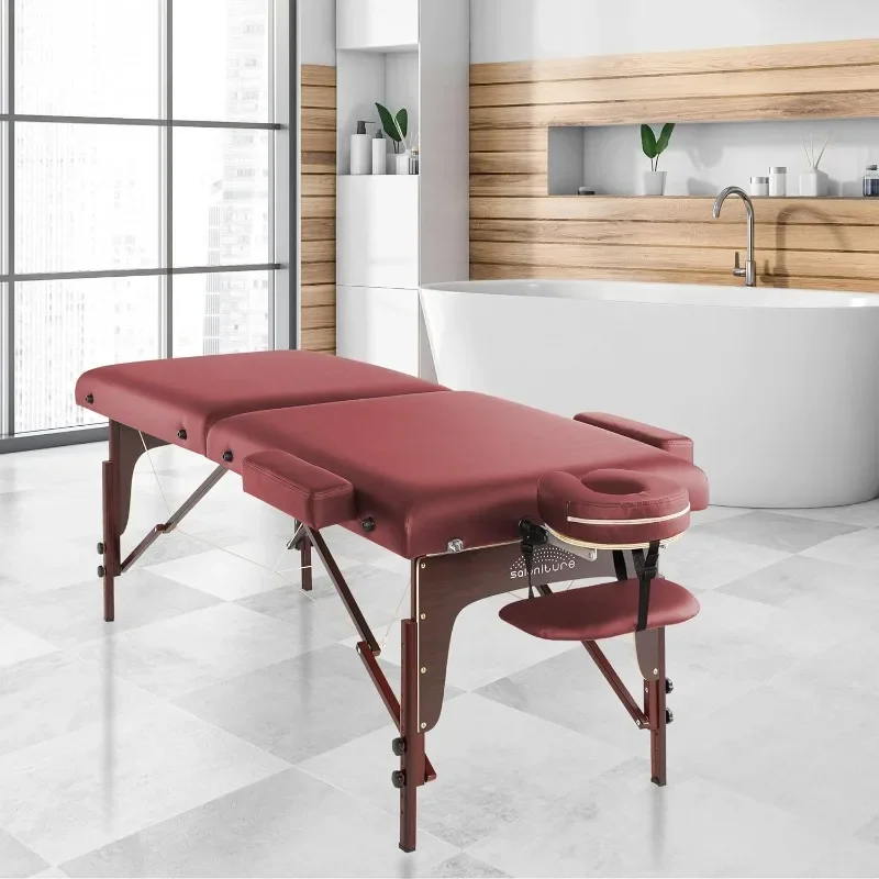 

Professional Portable Lightweight Bi-Fold Memory Foam Massage Table with Reiki Panels - Includes Headrest, Face Cradle