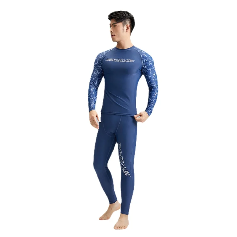 L-5XL Rash Guard Men Long Sleeve Swimsuit UPF50+ UV Protect Swim Shirt Leggings Surfing Suit Man Sails Diving Wetsuit Rashguard