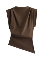 New European and American fashion simple pleated decorative shoulderless top - Image 4