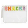 Clear Zipper Pouch for Travel Snacks Bag Nylon Clear Cosmetic Bag Makeup Travel Bag for Women with Glitter Patch Letters 1