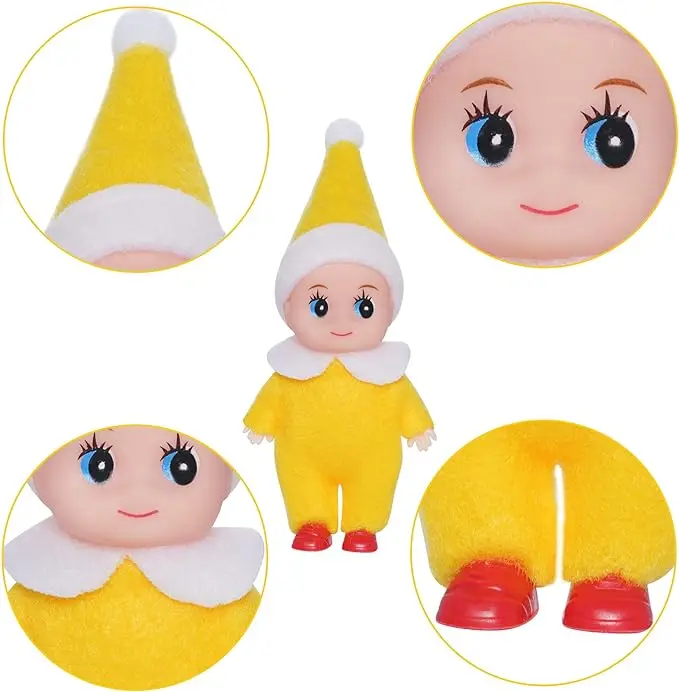 Hileyu 3 Pezzi Bambole Elfo Di Natale, Baby Elfo In Tessuto Oxford, Rosso Verde Rosa, 8 Cm, Per Calze Della Befana E Decorazioni - 4