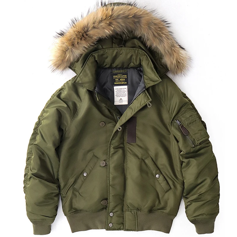 Amekaji Vintage N-2B Flight Jacket Men Winter New Multi-pocket Hooded Jacket Retro Casual Detachable Hood Zipper Cardigan Coat 4