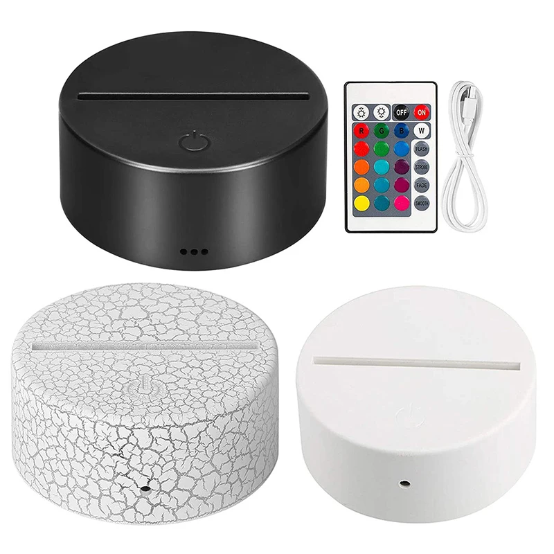 3D LED 램프 베이스 야간 조명 홀더, 터치 조도 조절 ABS USB 데스크 조명 액세서리, LED 16 색 + 원격 제어 또는 7 색