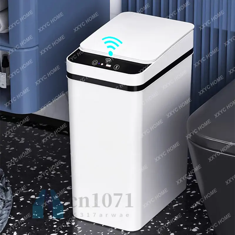 Trash Can Automatic Electronic Trash Can White Touchless Narrow Smart
