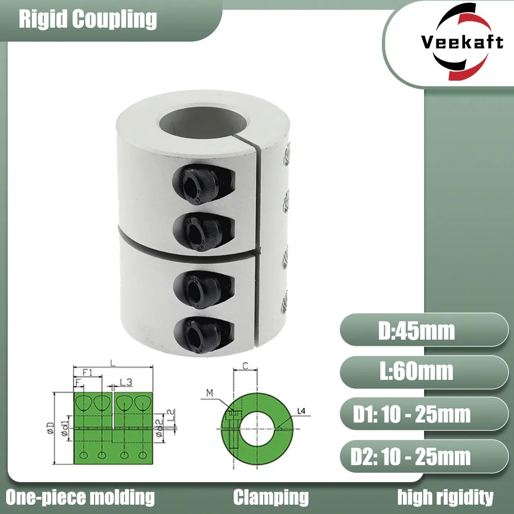 Shaft Coupler Rigid Shaft Coupler Rigid Flange Coupling Rigid shaft D45L60 coupler clamp stepper servo motor coupling 3d printer parts 8/10/12/14/15/16/18/20/22mm coupler