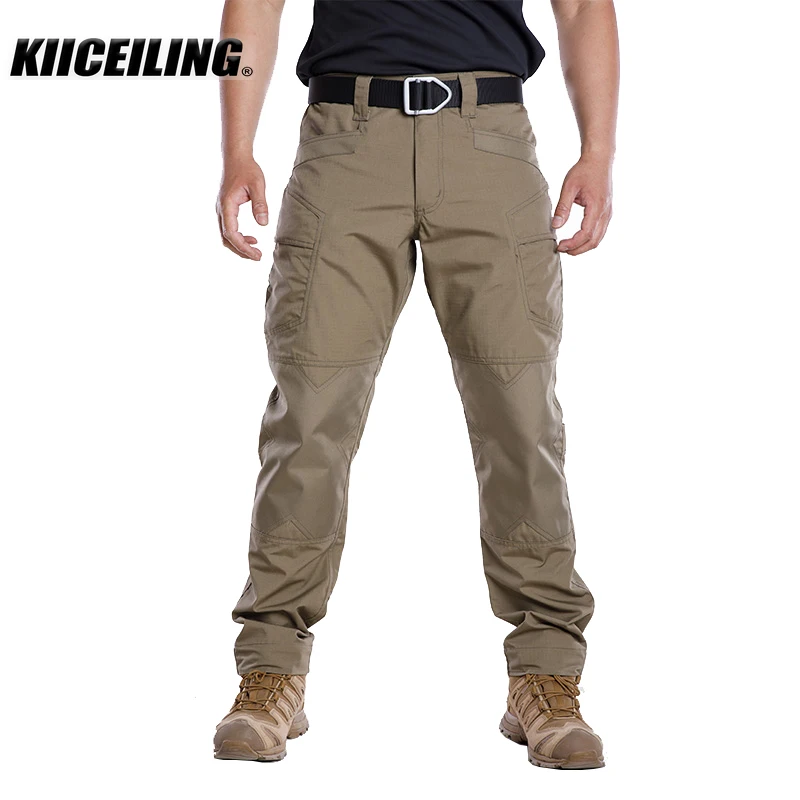 KIICEILING-Men's Tactical Pants, Cargo Pants, Hiking Hunting, Work, Water Repellent, Ripstop Trousers, MP-IX6