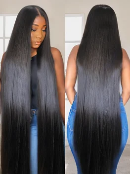250 Density 30 40 Inch Bone Straight 13x6 HD Lace Frontal Wig 100% Human Hair 13x4 Lace Frontal Wig 5x5 Glue less Closure Wear Go