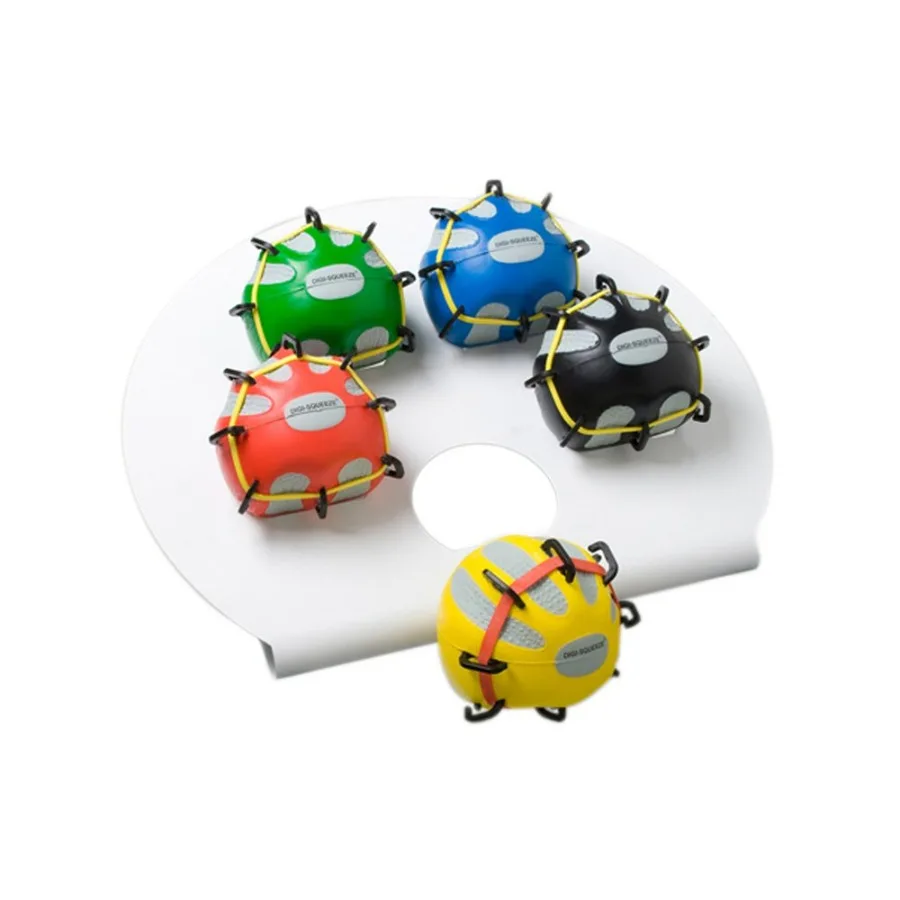 10-2296 Digi-Extend n' Squeeze Hand Exerciser with Stand, Large, 5-piece Set, Yellow through Black