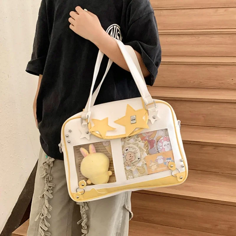 Y2K Trendy Star Ita Bag Lolita Girl Transparent Pocket Fashion Crossbody Bag Women's DIY Display Shoulder Bag Cute Purse Handbag