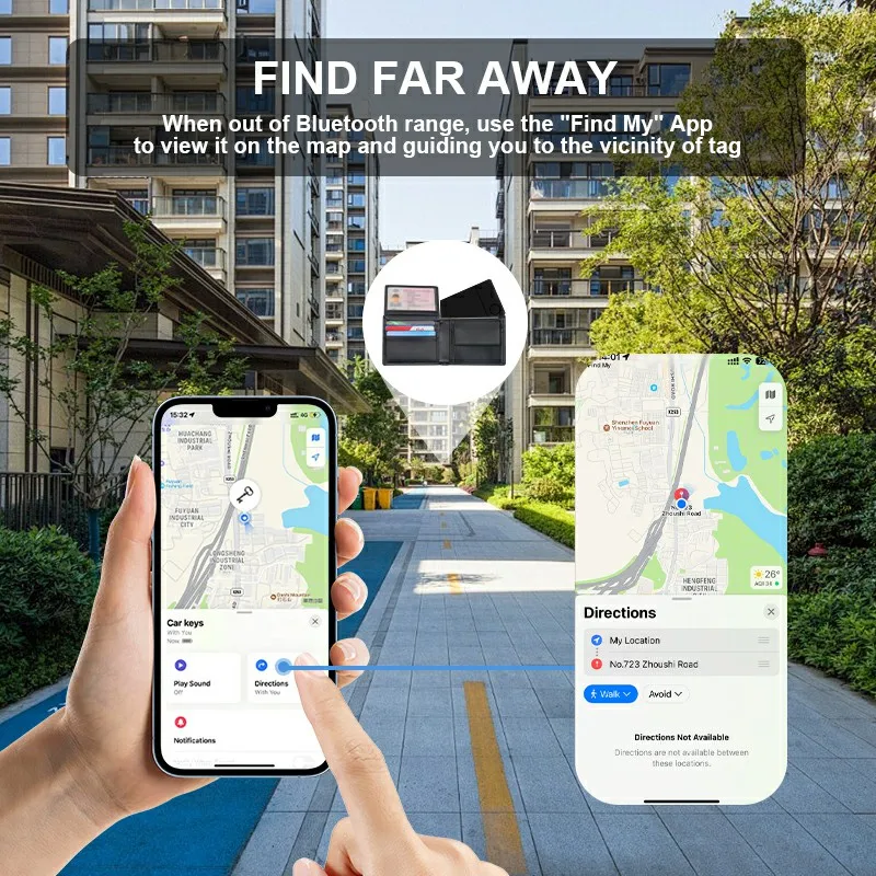 무선 충전식 스마트 카드 추적기는 Apple과 함께 작동합니다. 내 앱 찾기 뒷면 커버 Iphone Airtag ID 카드 찾기용 Icard 태그