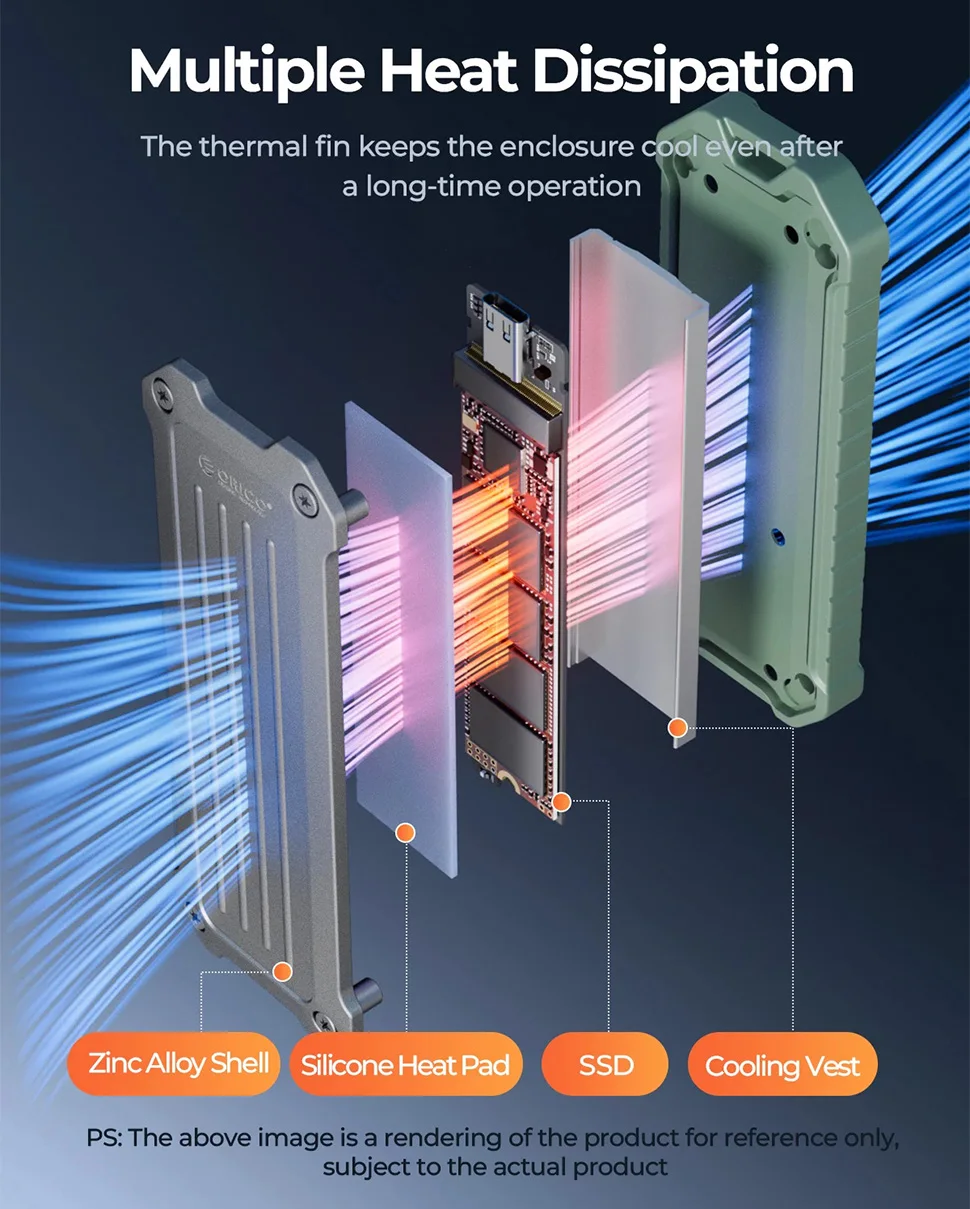 ORICO 10Gbps M.2 NVMe SATA SSD 외장 케이스 방수 휴대용 M2 하드 디스크 저장 박스 PC 노트북용