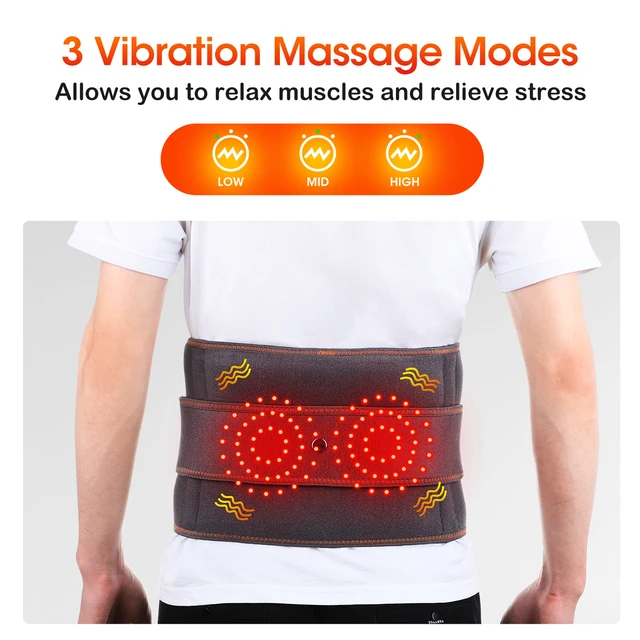 Infrared heating waist massager belt with vibration and lumbar support