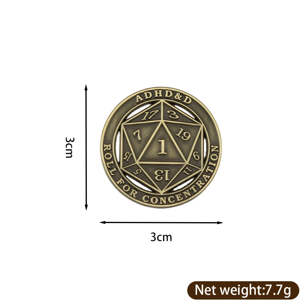ADHD&D Rollenwürfel für Konzentration Emaille-Anstecknadel Lustige D20-Brosche Gamer-Rollenspieler Ausgehöhltes Würfel-Abzeichen Geek-Geschenk für Liebhaber – Detail 2