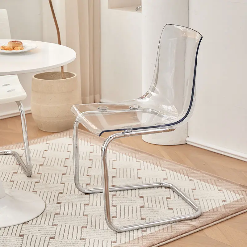 Nordic Modern Clear Acrylic Dining Chair Transparent Plastic Thickened Backrest Chair Simple Home Dining Room Furniture Design