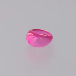 Korean Colorful Acrylic Vintage Round Rings - Bold Fashion Jewelry (Rose)