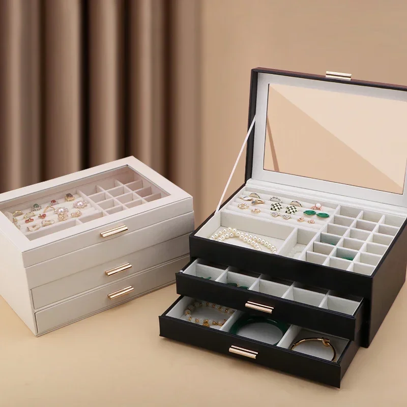 

Женская бархатная шкатулка для ювелирных изделий, роскошный Органайзер большого размера для хранения браслетов, ожерелий, серег