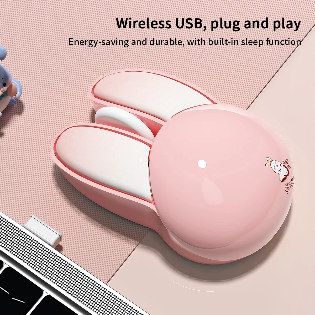 MOFii 3-in-1 무선 키보드 마우스 콤보, 핑크색 라운드 귀여운 키캡, 2.4G 플러그 앤 플레이, PC 노트북용 US QWERTY 레이아웃