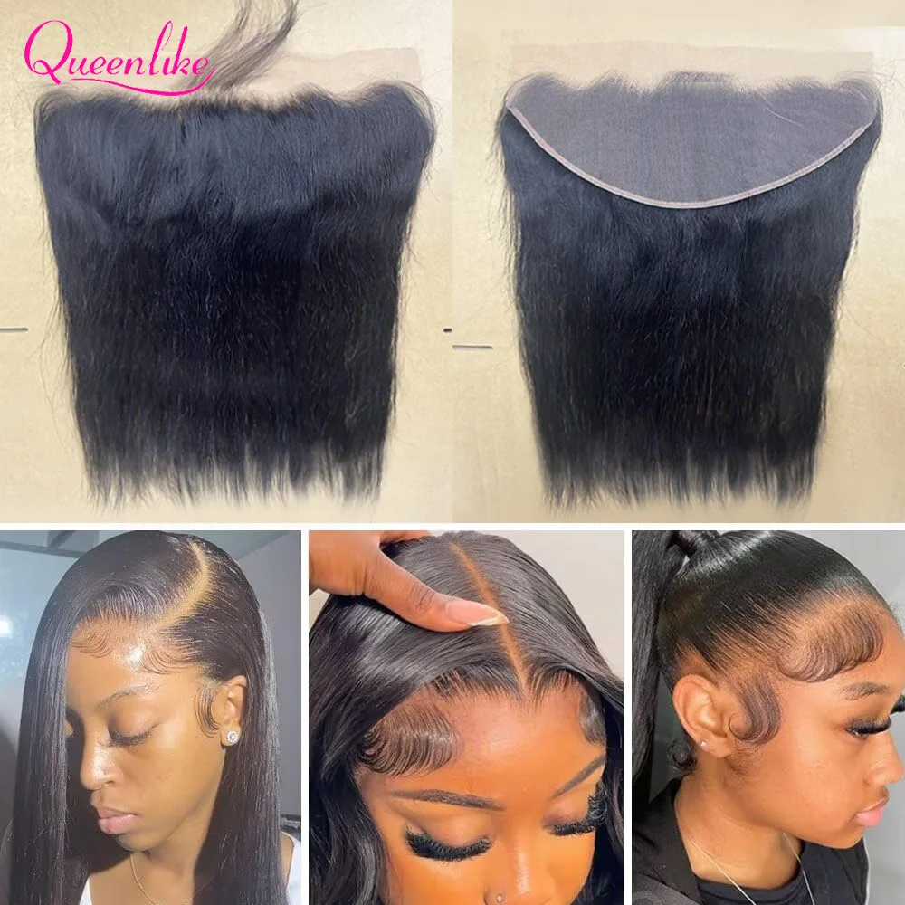 22 24 Inch Straight 13x6 Lace Closure Brazilian Hair Transparent Straight Human Hair HD Lace Frontal With Baby Hair Pre Plucked 2