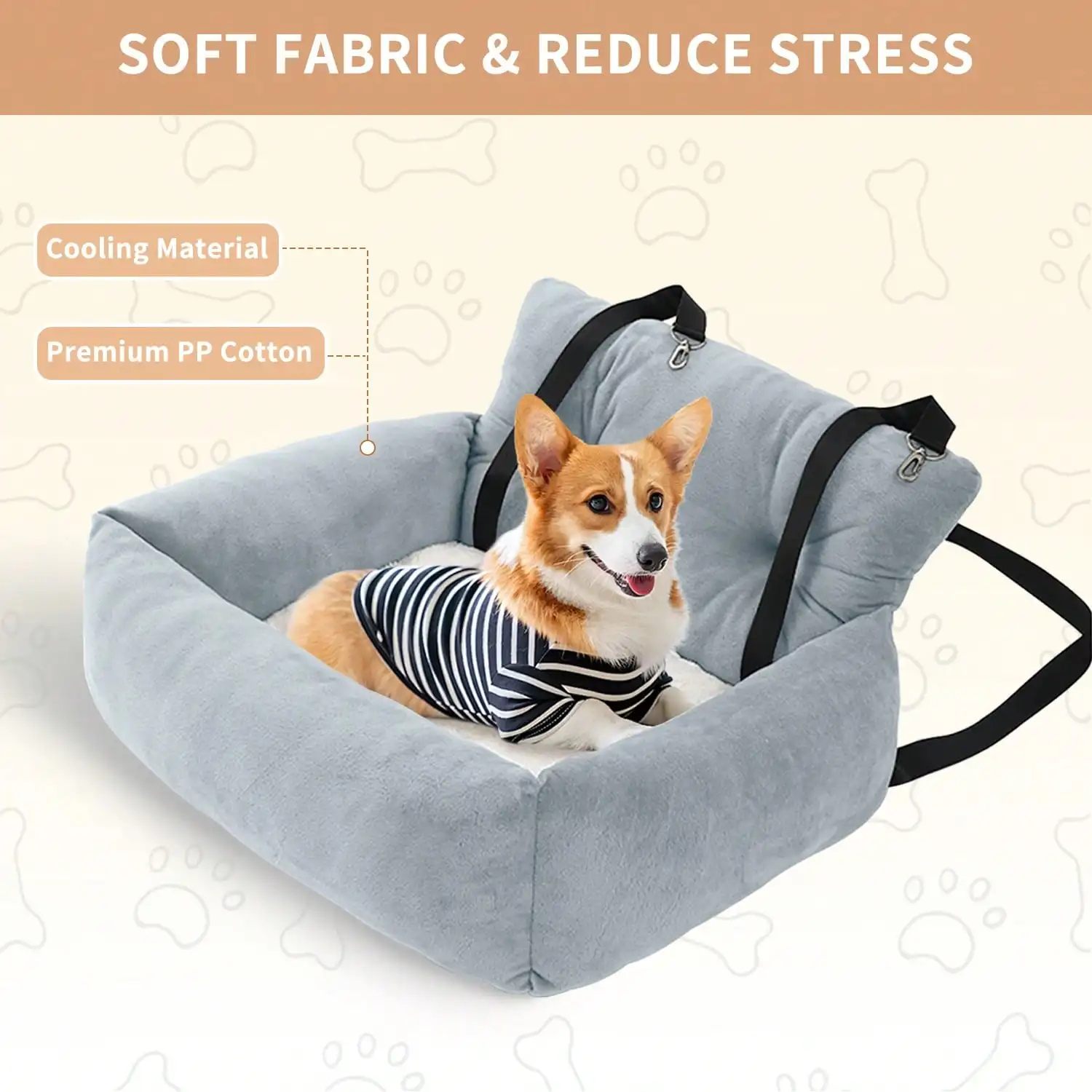 1 Stück M/L warmer Plüsch-Haustier-Sitzerhöhung – weiches, bequemes Reisebett für Auto (vorne/hinten) und Heimgebrauch, für Haustiere, Welpen, Hunde, Katzen – Detail 7