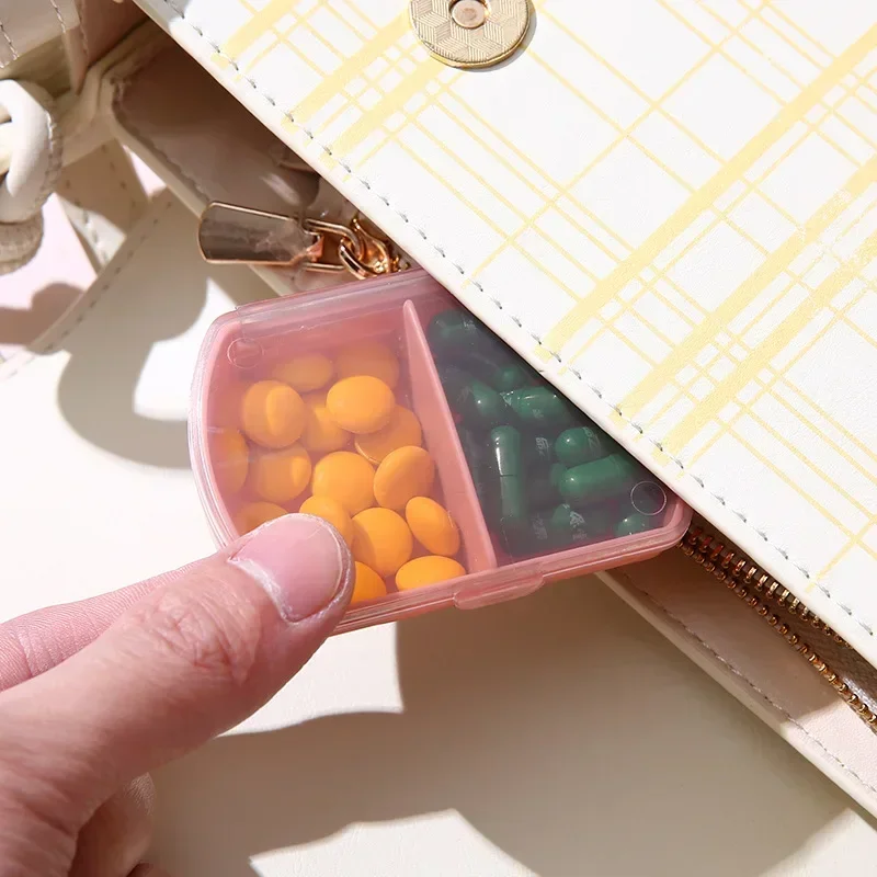 Compact Portable Pill Organizer & Vitamin Holder - 2-Compartment Travel Case