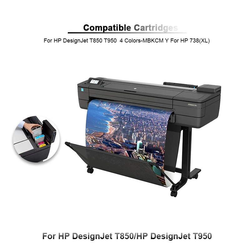 New Upgrade For HP 738 738XL Cartridge Chip For HP DesignJet T850 T950 Printers Stable One Time Use Disposable Cartridge Chip