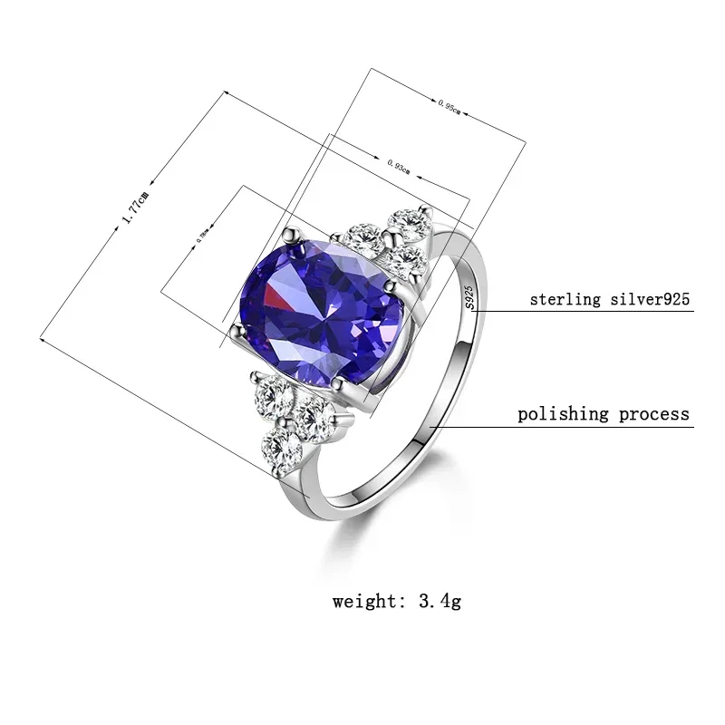 Elegant 925 Sterling Silver Zircon Ring with Multi-Colored Oval Stones – Perfect Fashion Jewelry