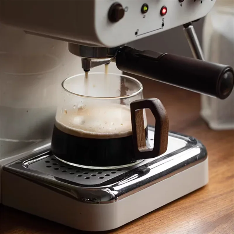 Borosilicate Glass Coffee Cup with Wooden Tray - ك...