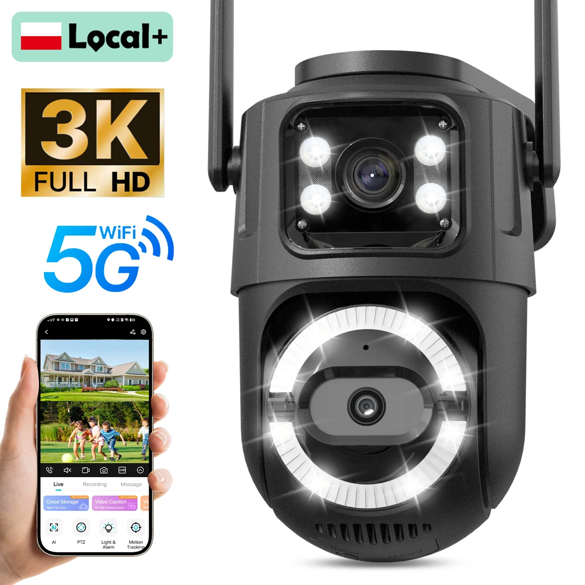 Caméra IP WIFI HD à double objectif 2,4 GHz/5 GHz, suivi automatique, surveillance de sécurité, vision nocturne intelligente, étanche, moniteur CCTV iCsee 1 Caméra IP WIFI HD à double objectif 2,4 GHz/5 GHz, suivi automatique, surveillance de sécurité, vision nocturne intelligente, étanche, moniteur CCTV iCsee 1