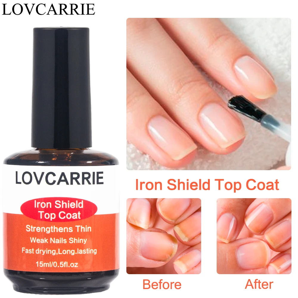 

LOVCARRIE Iron Shield Top Coat Nail Polish Normal Lacquer Finish Fast Dry Super Shine Nail Concealer for Repair Manicure Nails