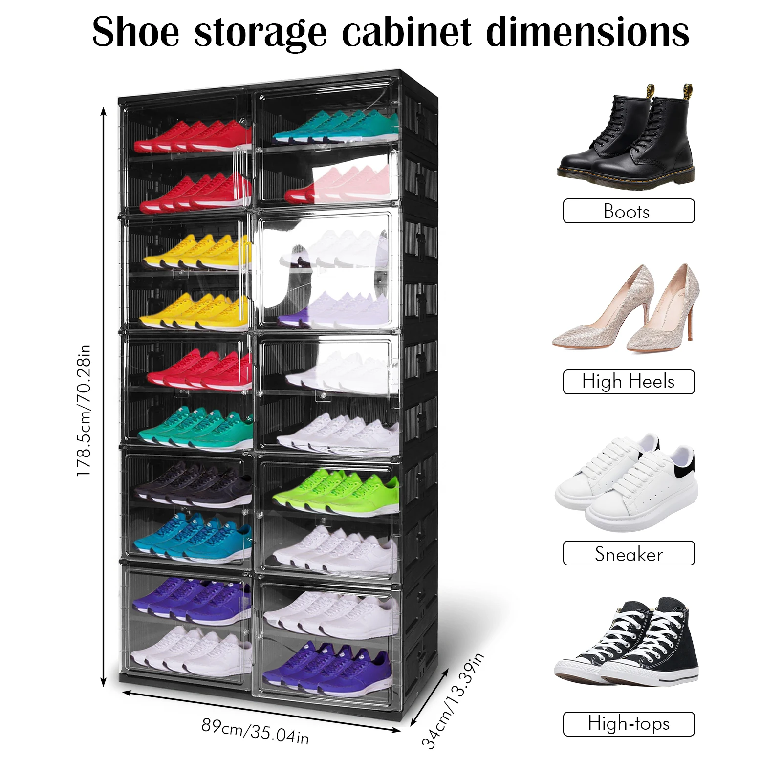 10 Tiers 40 Pairs Collapsible Shoe Storage Box with Magnetic Clear Door Shoe Organizer Shoe Shelf for Entryway & Closet