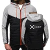 2025 Spring Autumn Men's Cryptocurrency Ripple XRP Logo Print Personality Solid Color Patchwork Long Sleeve Hooded Cotton Jacket 6