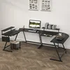 Vista L-Shape Desk with Monitor Stand, Black 2