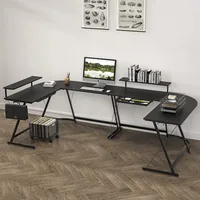 Vista L-Shape Desk with Monitor Stand, Black 2